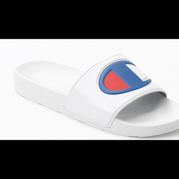 Adult Champion White IPO Slide Sandals - Picture 1 of 7
